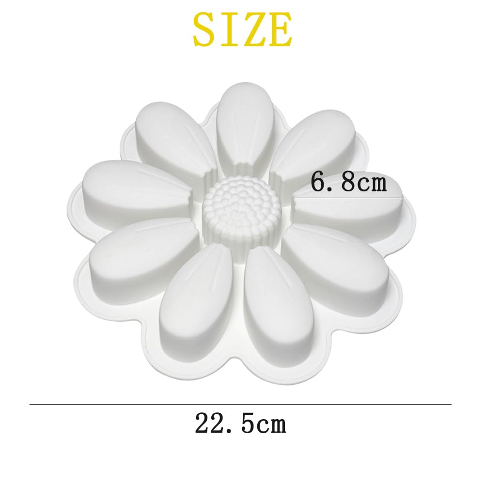 Moldes de silicona con diseño de girasol, flores, molde de silicona 3D, molde para tartas, mousse margaritas, moldes para gelatina, postre, jabón, cumpleaños