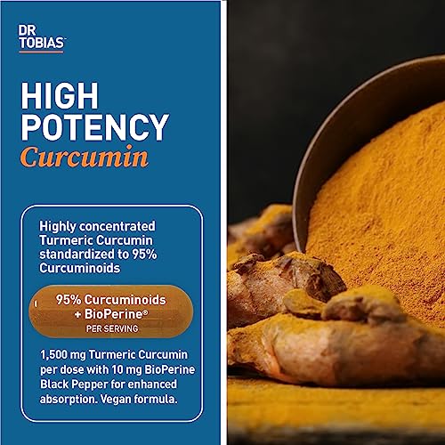 Dr Tobias Turmeric Curcumin Supplement With Bioperine And Black Pepper, Extra Strength Curcumin Supplements For Joint Support,1500 Mg Per Dose With 95% Curcuminoids, 120 Vegan Capsules, 60 Servings #TOP1