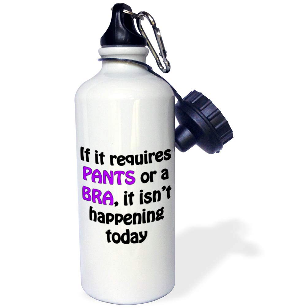 3dRose Requires Pants Or A Bra Purple and Black-Sports Water Bottle 21oz 21 oz Multicolor