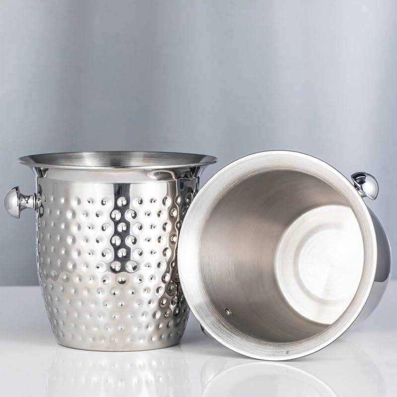 Secchiello per il ghiaccio in acciaio inox, grande bacinella per champagne, secchiello per il ghiaccio con doppio manico per vino rosso, secchiello per il ghiaccio per la casa, secchiello per cocktail