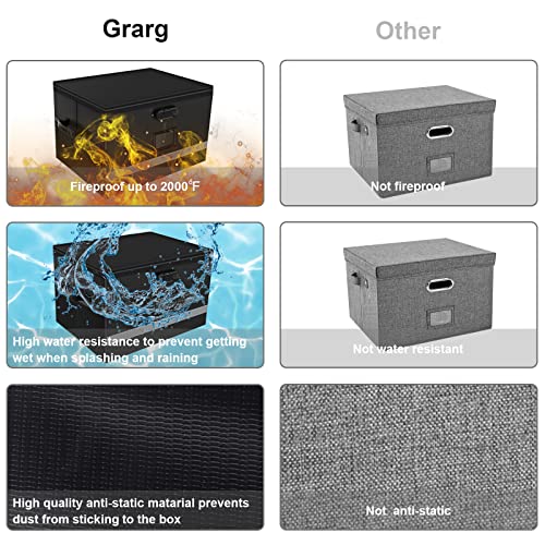 Grarg File Box With Lock, Fireproof Filing Box Document Storage Organizer For Hanging Letter/Legal File Folder, Portable File Cabinet With Handle For Home Office #TOP3