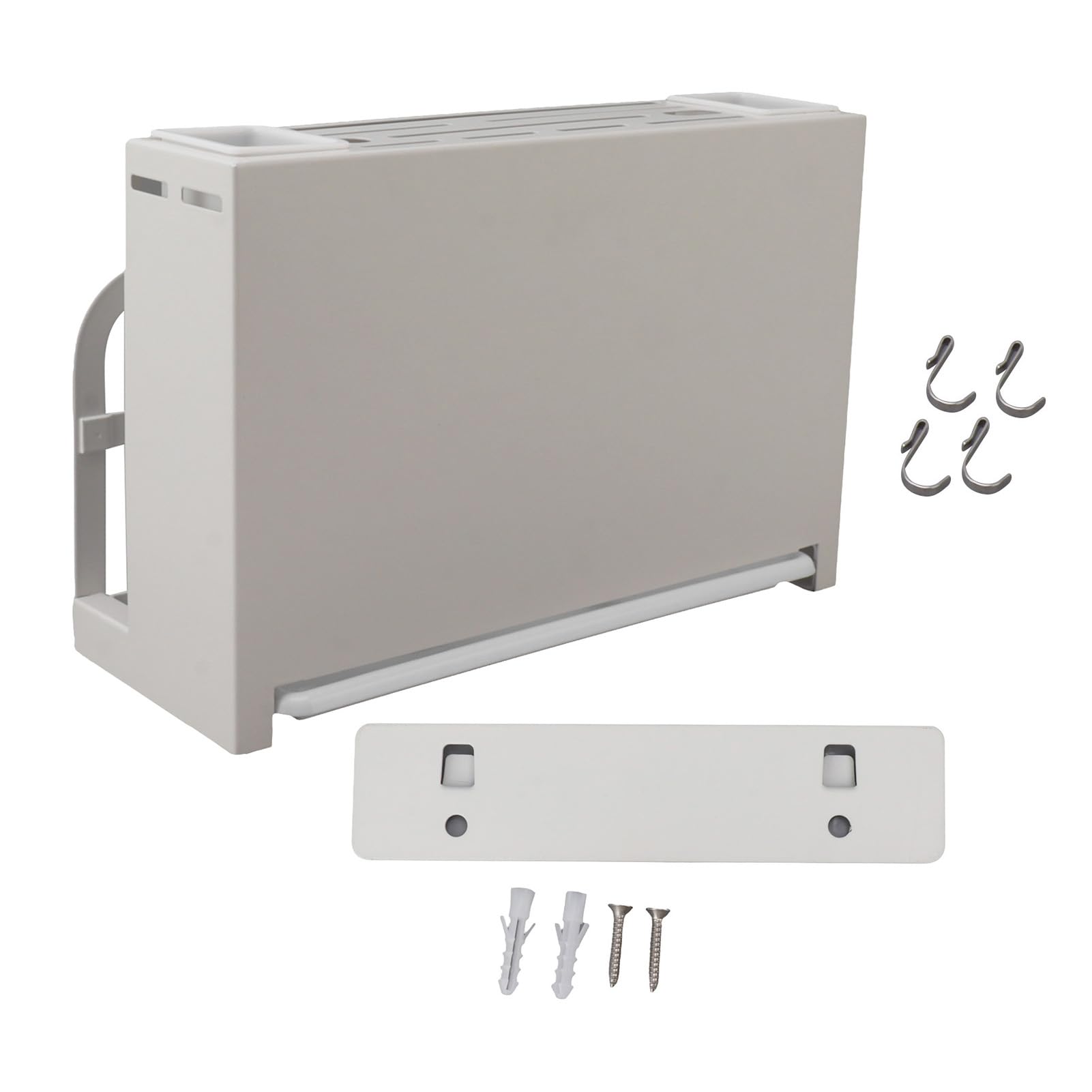 Large Capacity Knife Holder, Integrated Knife and Cutting Board Storage Rack with Perforated Wall Hanging Slot,Tabletop and Wall Mount Knife Rack for Kitchen