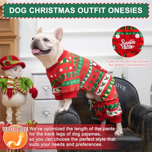Image of BEAUTYZOO Dog Christmas Pajamas, Soft Fleece Puppy Sweater for Small Dogs | Velvet Jumpsuit for Girl Boy Puppies, Breathable Pet Pjs, Warm Jammies Onesies in Cold Weather, Santa, Red S