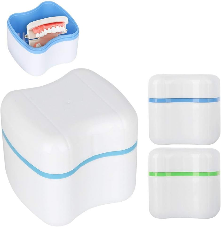 SUNTRADE Denture Case with Strainer,Easy to Open, Store and Retrieve for Travel, Retainer Cleaning, Set of 2 : Health & Household