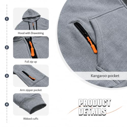 Image of MANTORS Mens Fleece Jackets Contrast Hoodies Lightweight Sweatshirt Color Block Jacket Coats
