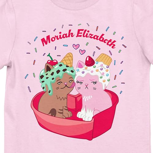 Moriah Elizabeth Two Cats Girl's Pink Crew Neck Short Sleeve Tee2