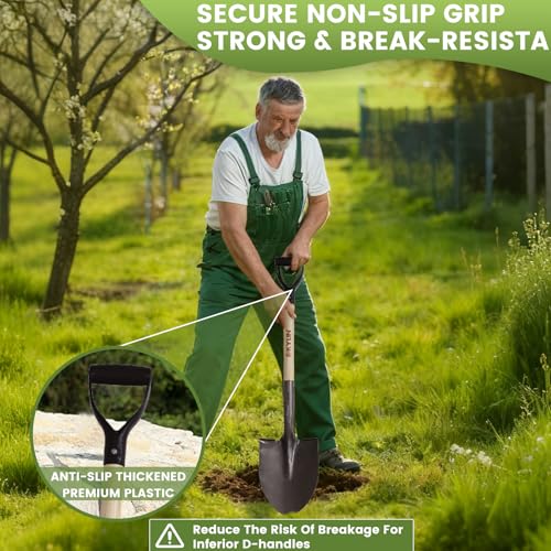 Kylin Multi-Purpose Garden Spade Shovels Set for Digging and Transfer with Durable Hard Wood Heavy Duty Handle (5 Pack) - Thumbnail 7