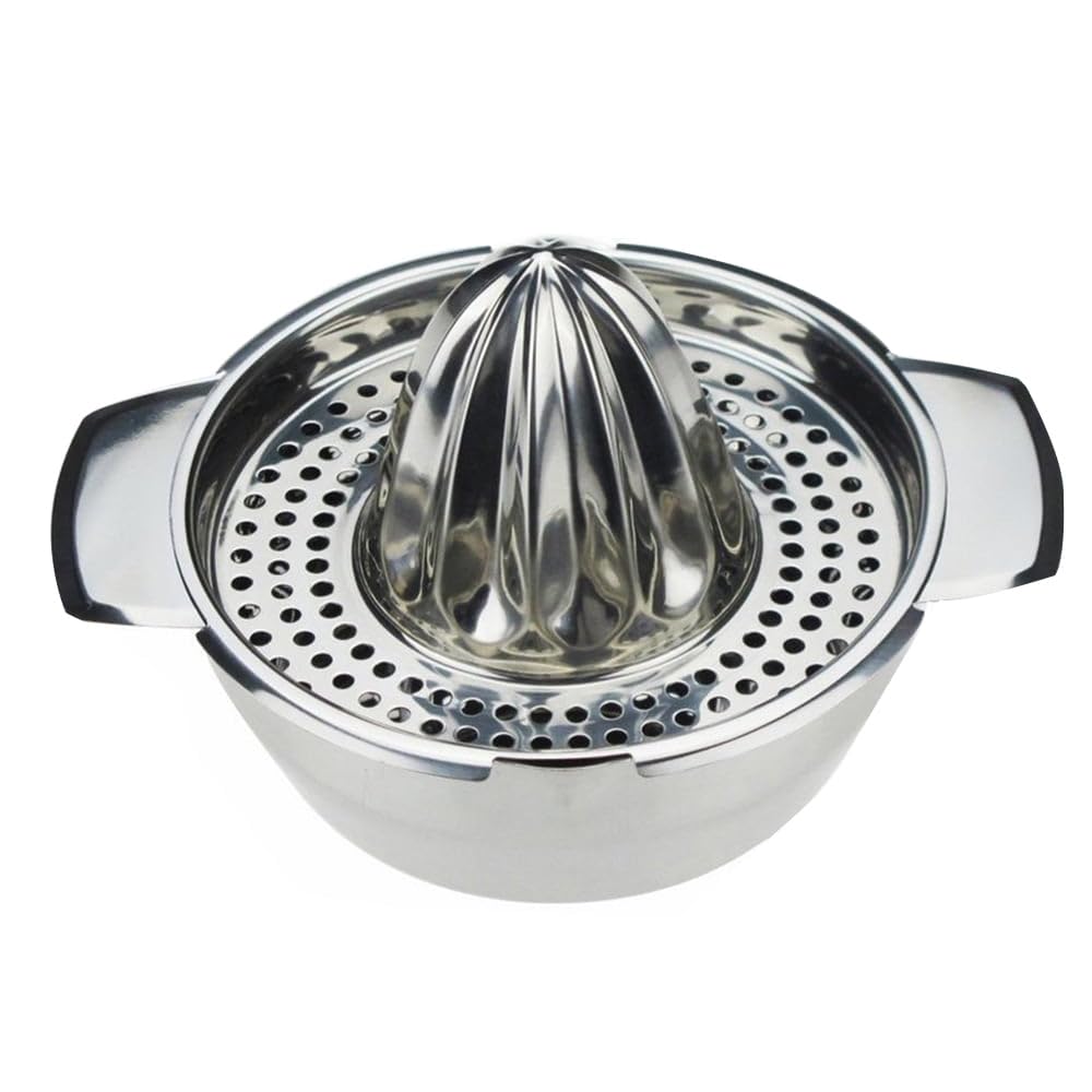 Espremedor de Citricos Manual Aço Inoxidável 304 Grau Alimentício com Coador e Recipiente