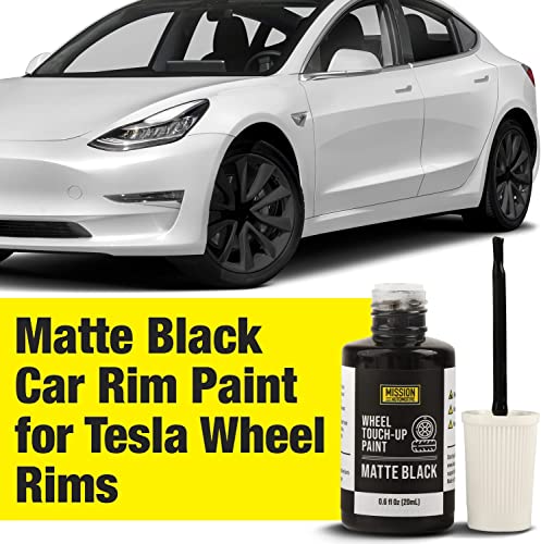 Mission Automotive Matte Black Rim Touch-Up Paint - Small Resealable Bottle Compatible with Tesla Wheel Rims & Curb Rash Repair Kit - Anti-Rust Waterproof Formula & Matte Black Paint Finish - Thumbnail 3