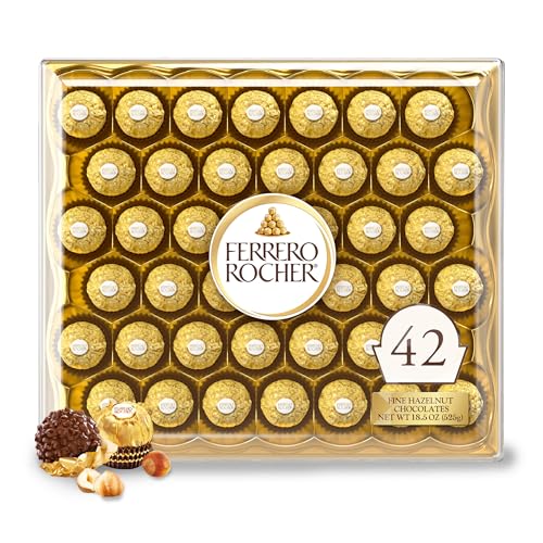Ferrero Rocher, 42 Count, Premium Milk Chocolate Hazelnut, Chocolates for Gifting, 18.5 oz