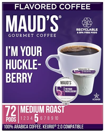 Image of Maud's Huckleberry Flavored Medium Roast Coffee Pods, 72ct | Medium Roast Flavored Coffee in Single Serve Pods - Compatible with Keurig Coffee Makers