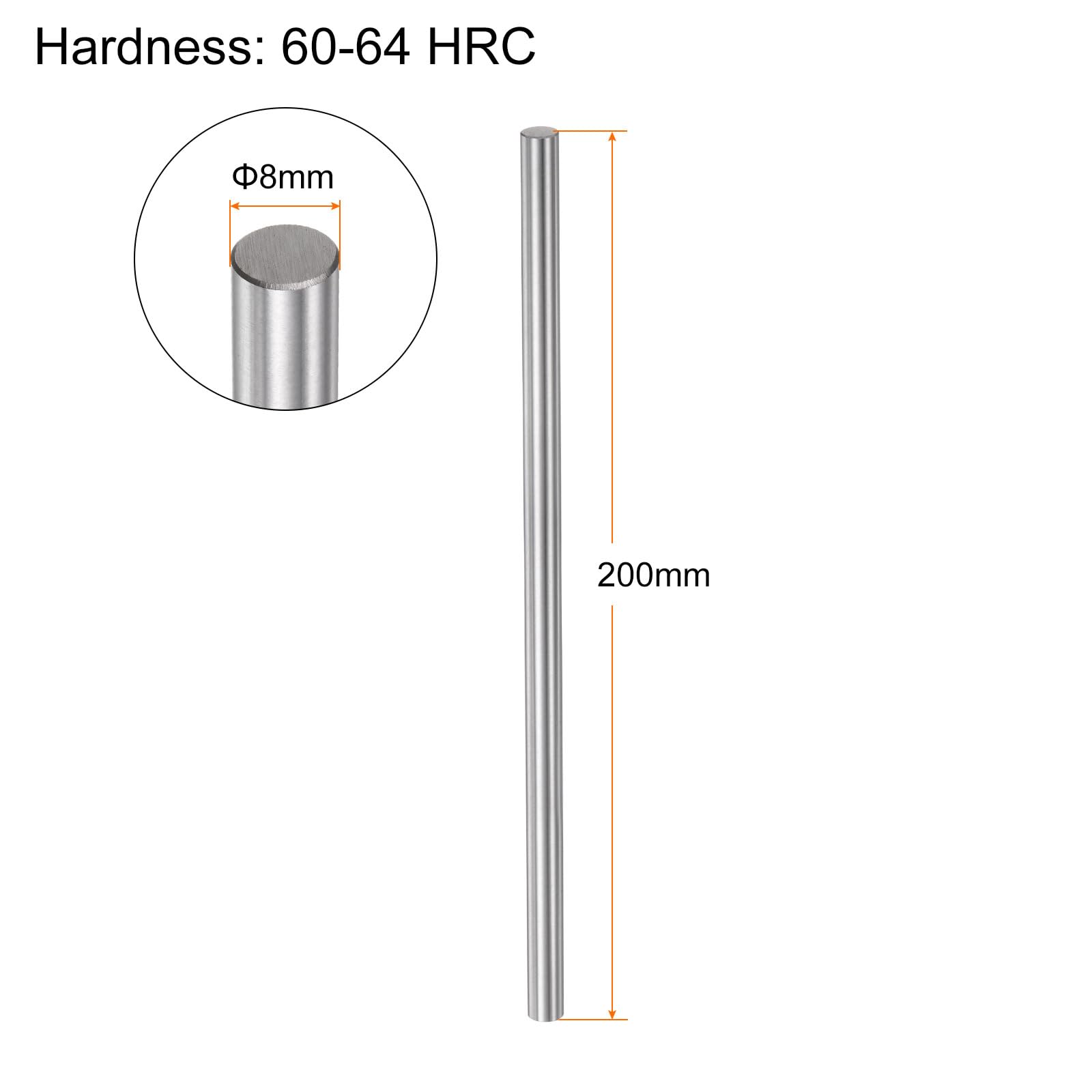S 6mm X 100mm Linear Guide Rods - 2 Pack Steel Shafts For 3D Printers/CNC Dowsing Rod