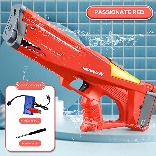 Electric Water Guns for Adults Kids,Powerful Automatic Water Gun with 50 Ft,High Pressure 550CC Battery Powered Squirt Gun,Water Blaster Shooting Outdoor Beach Pool Toys (RED)