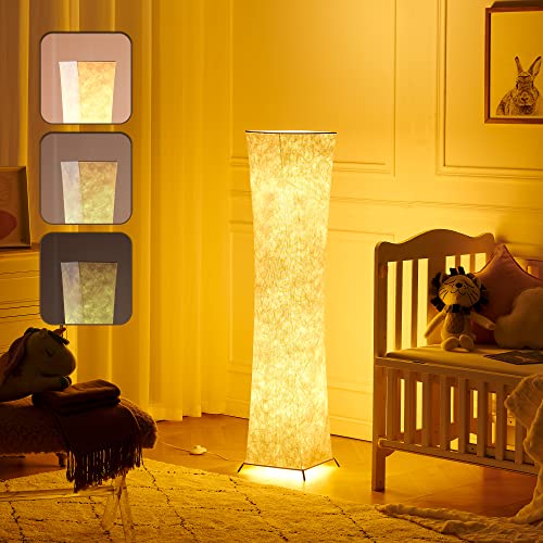 Floor Lamp, chiphy 39'' Dimmable Standing Lamp, 3 Levels Adjustable Brightness 12W/2 2 LED Bulbs(2400 Lumens, 100W Equivalent) Fabric Lampshade, Modern and Cool for Bedroom, Living Room and Kids Room