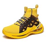BnAnCuBuHu Men's Fashion Sneakers Casual Formal Classic Breathable Performance Personal British Fashion Soft Breathable Comfortable Running Shoes Outdoor Work Walking Shoes for Men Yellow