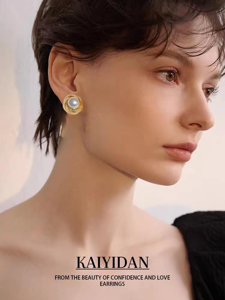 Stud Earrings For Women Dainty,Gold Ball Cute Studs Earings,Silver Ziron Pearl Studs Boho Stud Dangle Statement Glaze Enamel Earrings Trendy,Fashion Jewelry Gift. - Image 9