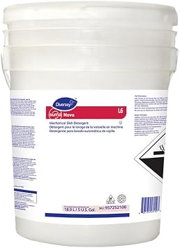 Diversey Suma Nova L6 Dish Detergent, 5 Gallon | Hard Water Cleaning, Grease Removal, Scale Control, Dishmachine Use, Concentrated