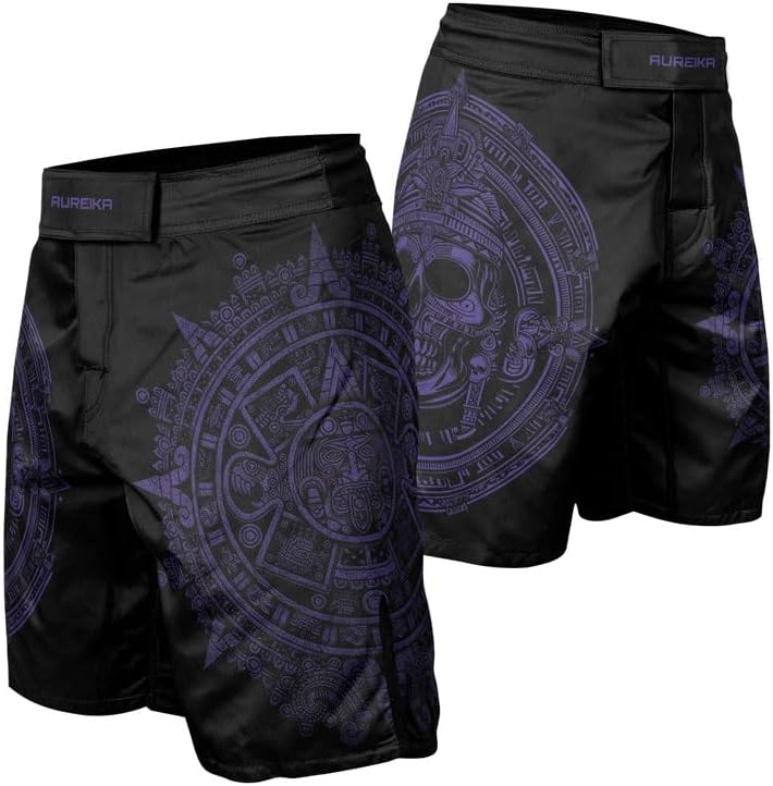 Men’s Aztec Fight Shorts – Stretchable MMA Shorts for BJJ, Jiu Jitsu, Wrestling, Boxing, and Muay Thai Training