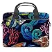 Produktbild Laptoptasche / Aktentasche aus Segeltuch im Vintage-Stil, mit Stickerei, Meeresfisch und Wellen, 13,3 - 14,5 Zoll