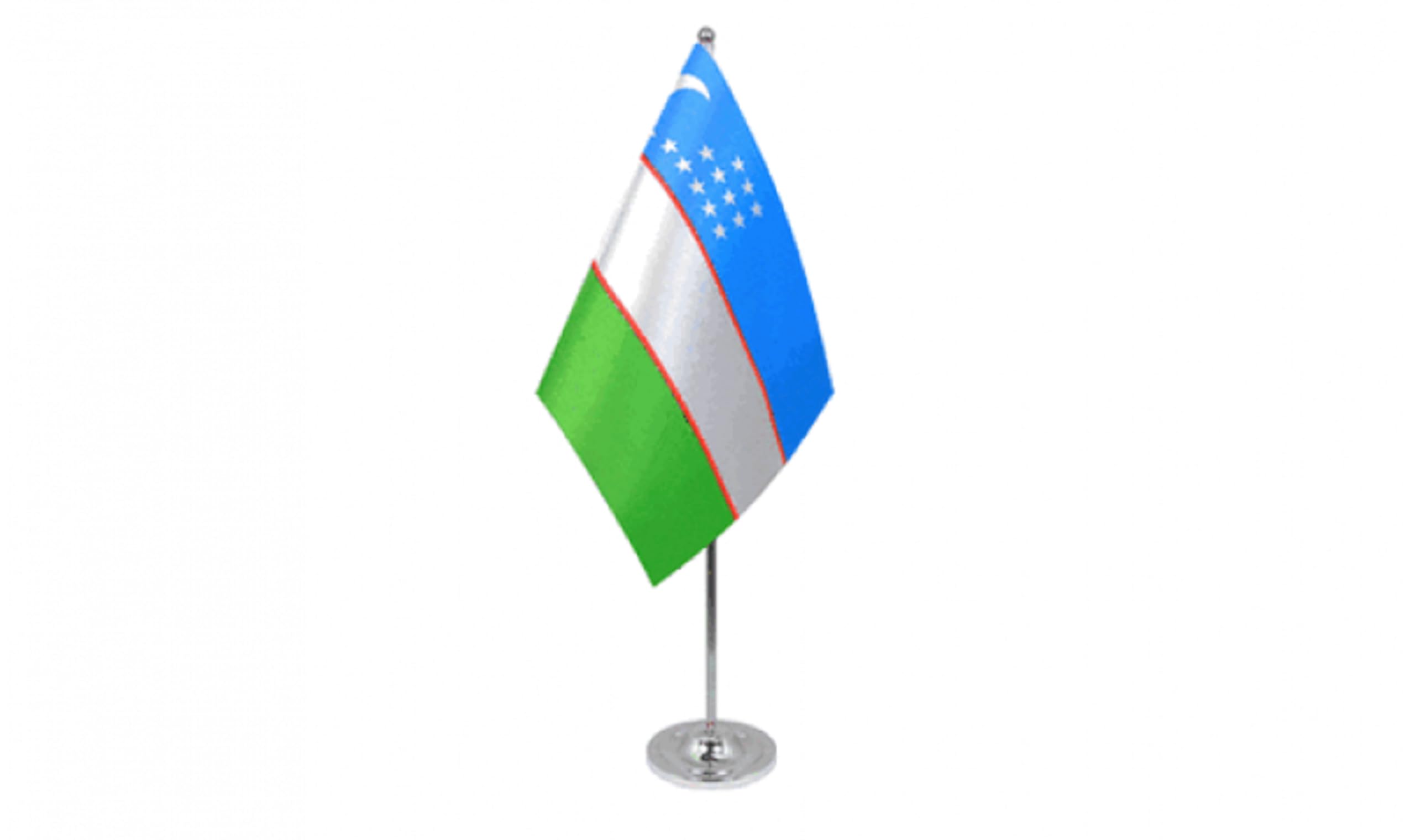 Uzbekistan National (9'' x 6'') (Pr) Satin Printed Table Desk Flag