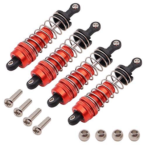Treehobby 4PCS Front & Rear Alloy Aluminum Shock Absorber Replacement Upgrade Parts for Wltoys 1/14 144001 RC Buggy Car Metal Upgrade Accessories (Red)