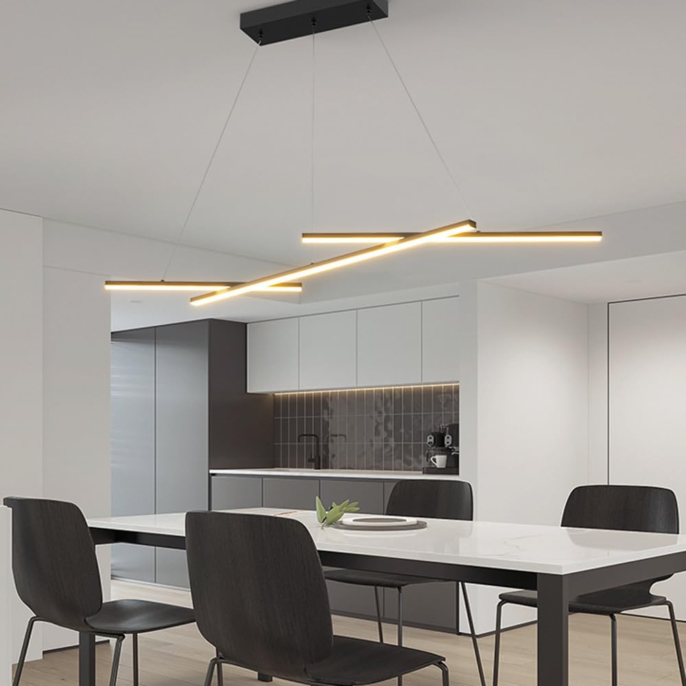 Lampadario lineare moderno bianco con striscia lunga, dimmerabile, per isola cucina, lampadario da soffitto industriale da fattoria nero da 30 W, per sala da pranzo, tavolo, soggiorno, ufficio, risto
