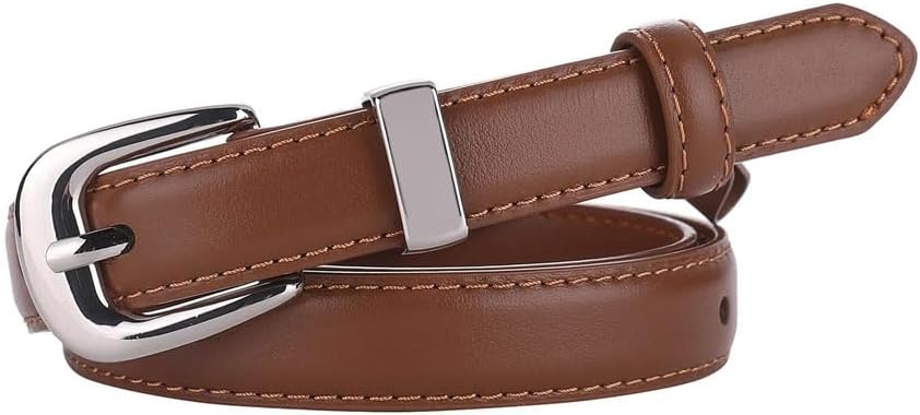 Women's Classic Leather Belt Casual With Buckle Skinny Belt For Women Jeans