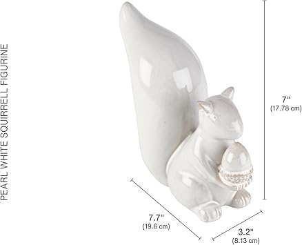 Elements White Squirrel Ceramic Figurine, 7.68x3.23x7 Inch