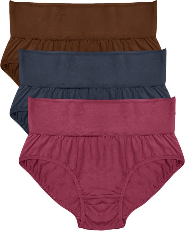 Image of Soft & Comfy Hipster Panties for Women - Pack of 3, 100% Pure Cotton, Wide Elastic Waistband, Multicolor, Perfect for Everyday Wear