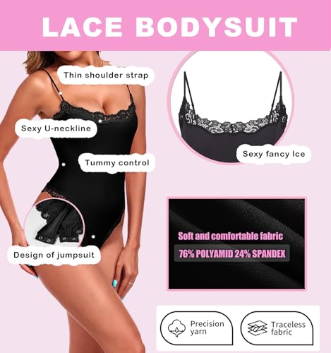 Women’s Lace Bodysuit Square Neck Body Suits Sexy Backless Thong Cami Shaperwear Spaghetti Strap Sleeveless Top3