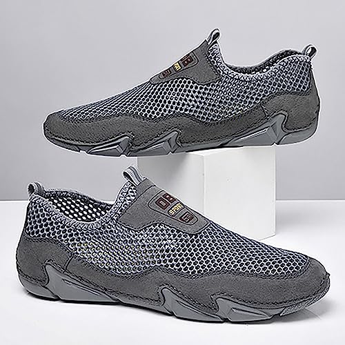 Baskets pour homme - Chaussures plates décontractées et légères en maille gris - 3