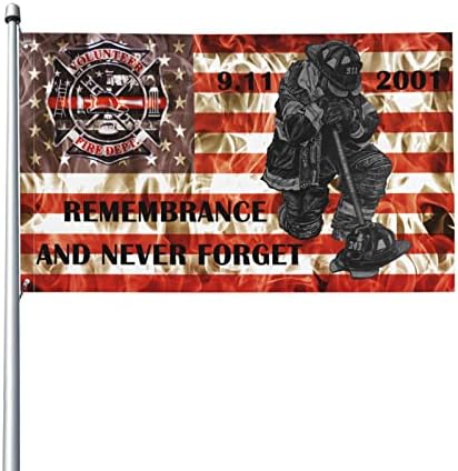 343 Firefighter Memorial 9-11 Remembrance And Never Forget Double Sided Flag 3x5ft Patriot Day Banner Firefighter Gift Indoor Outdoor Perfect Decoration
