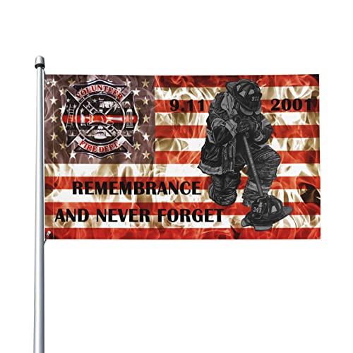 343 Firefighter Memorial 9-11 Remembrance And Never Forget Double Sided Flag 3X5Ft Patriot Day Banner Firefighter Gift Indoor Outdoor Perfect Decoration #TOP1