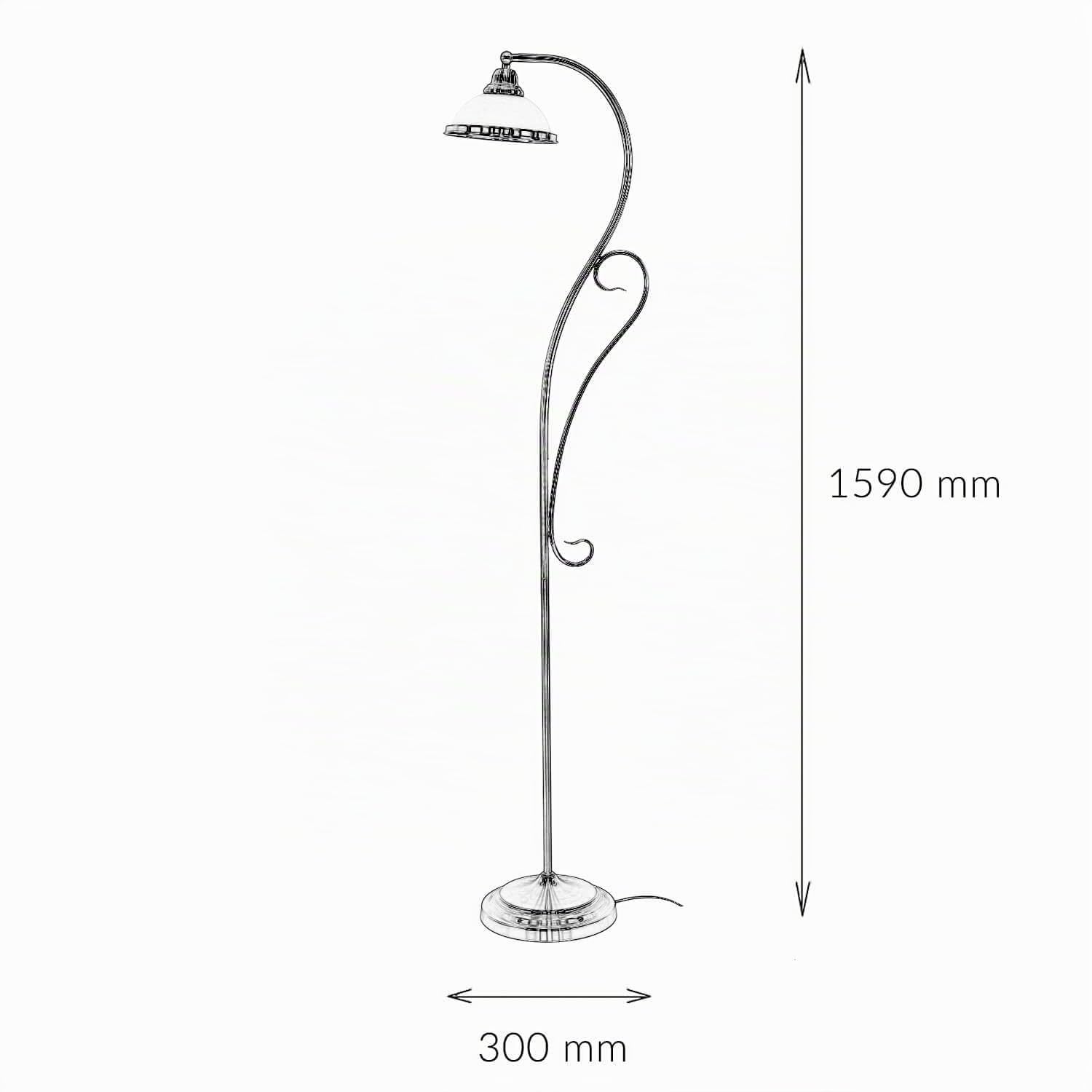 Licht-Erlebnisse Jugendstil Stehlampe Messing Antik – Elegante Stehlampe mit Kabelschalter – Klassische Stehleuchte Wohnzimmer – 159 cm – E27 – Leselampe Antik