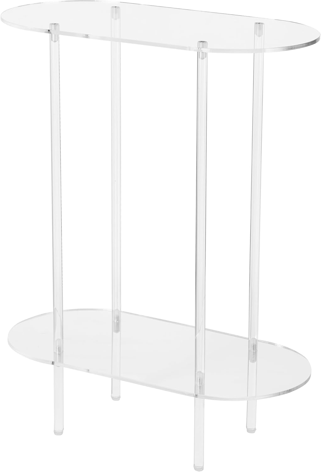 Clear Acrylic Side Table – Small Acrylic End Table, Thin Bedside Night Stand Skinny Living Room Clear Office Furniture (Oval)