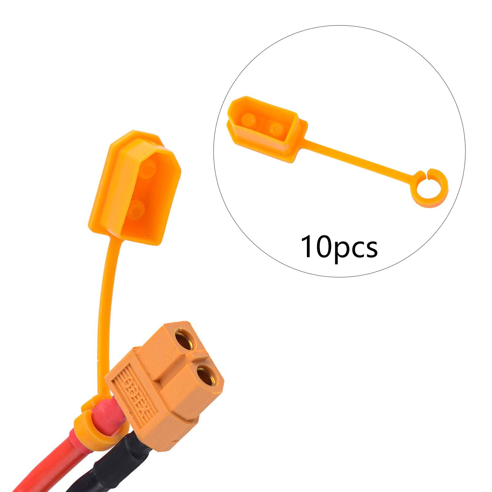 SM SunniMix 10x XT60 Male Female Plug Dust Anti Lost Stopper Protective Cover Anti for XT60 Plug, Yellow