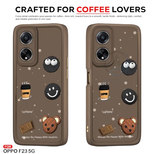 Image of AESTMO Back Case Cover for Oppo F23 5G Cover | Cute Fun Cartoon 3D Ball | Coffee Silicone Case | Full Body Protection | Camera Protection Back Cover for Oppo F23 5G (Brown)