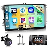 Hikity Android 13 Car Stereo for VW Seat Passat Golf Tiguann Jetta Polo Skoda Wireless Carplay, 2+64GB 9 Inch Touch Screen Android Auto for VW Car Radio with GPS Navigation WiFi Backup Camera HiFi