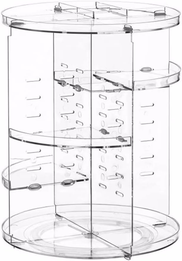 JZK Clear acrylic rotating makeup organiser shelves adjustable cosmetics organiser tray, make up organizer storage box, nail polishes stand holder display 2026