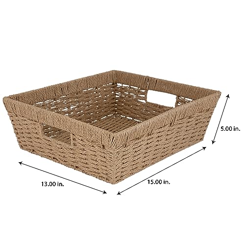 Simplify Large Shelf Storage Basket | Dimensions: 15"x 13"x 5" | Dutch Weave Design | Home Organization | Paper Rope Material | Great For Leaving Spaces | Great for Displaying by Simplify - Image 2