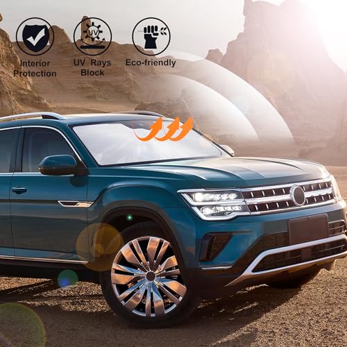 Image of Windshield Sun Shade for 2018-2024 2025 2026 Volkswagen Atlas VW Atlas Cross Sport Accessories Front Window Sunshade Shield Keep Your Car Interior Cooler