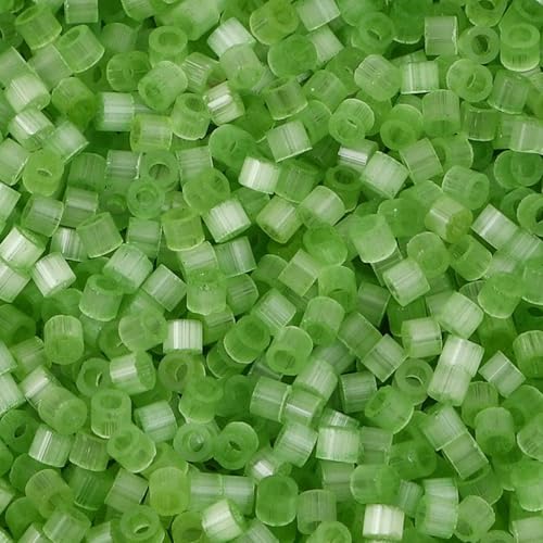 Multicolor Glass Seed Beads Cylinder Cat's Eye Imitation Loose Spacer Beads DIY Necklace Jewelry About 2.5mm Dia., 10Grams-Grass Green