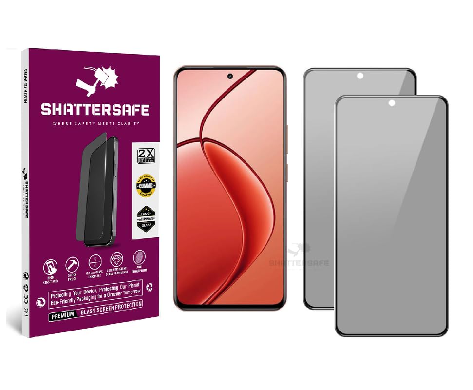 Image of Anti-Spy Privacy Tempered Glass Compatible For Realme P1 5G / P1 Speed / P3 5G [Pack of 2]. Anti-Scratch, Edge-to-Edge Protection With Easy Installation Kit & Case Friendly Fit.