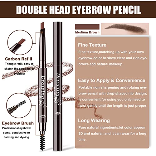 Eyebrow Stamp Stencil Kit, Included Waterproof Eyebrow Stamp And 10 Reusable Shaping Kit For Perfect Eyebrow Makeup, Long-Lasting Eyebrow Pomade For Women Girl, Cruelty-Free (Medium Brown Set) #TOP3