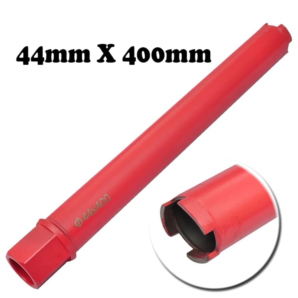 Corona de perforación de diamante de 44 mm de diámetro, 44 mm de diámetro x 400 mm con conector de rosca de 1 1/4 pulgadas para granito, hormigón, hormigón armado, roca dura, electronúcleo