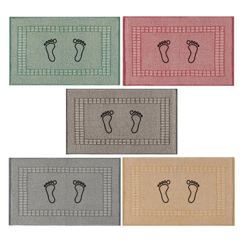 Kit 07 Tapetes Piso Atoalhado de Banheiro Estampado 100% Algodão Lavável 45x70cm Saída de Box - Sort