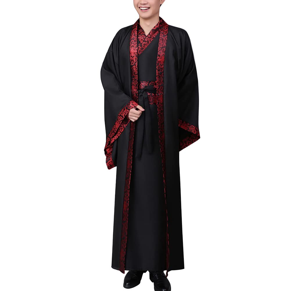 Chinese Hanfu Costume Ancient Qin Han Dynasty Traditional Scholar Long Robe Swordsman Cosplay Outfit