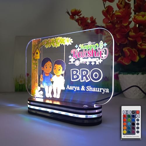 Image of lampees Personalized 3D LED lamp Rakhi Brother Sister Name - Multi Color (SwingBro)