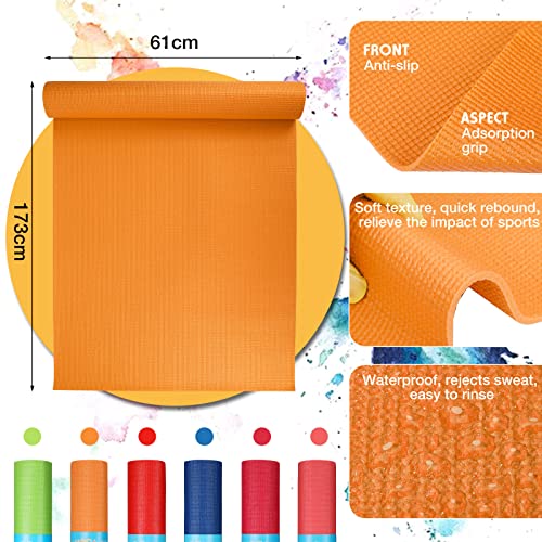 Jerify 24 Pcs Yoga Mats Bulk 68 X 24 X 0.16 Inch And 24 Pcs Yoga Strap Set Non Slip Exercise Mat Adjustable Stretch Band With D Ring Buckle For Stretching Pilates Gym Workouts Yoga Fitness, 6 Colors #TOP2