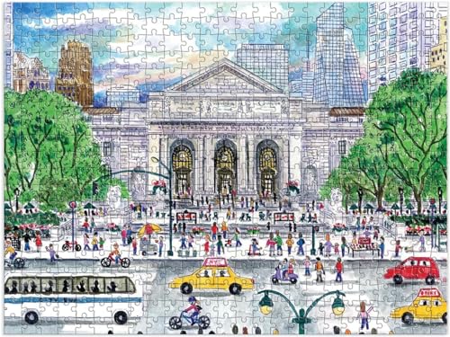 Galison Michael Storrings Puzzle de 500 Piezas Doble Cara Primavera en la Biblioteca miniatura 3